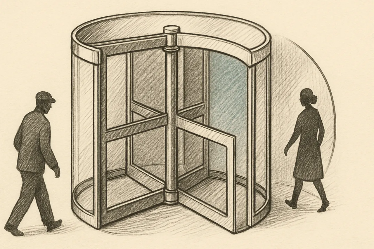 The Revolving Door Was Patented as a Storm Door. It Was Built to Stop Air, Not Move People.